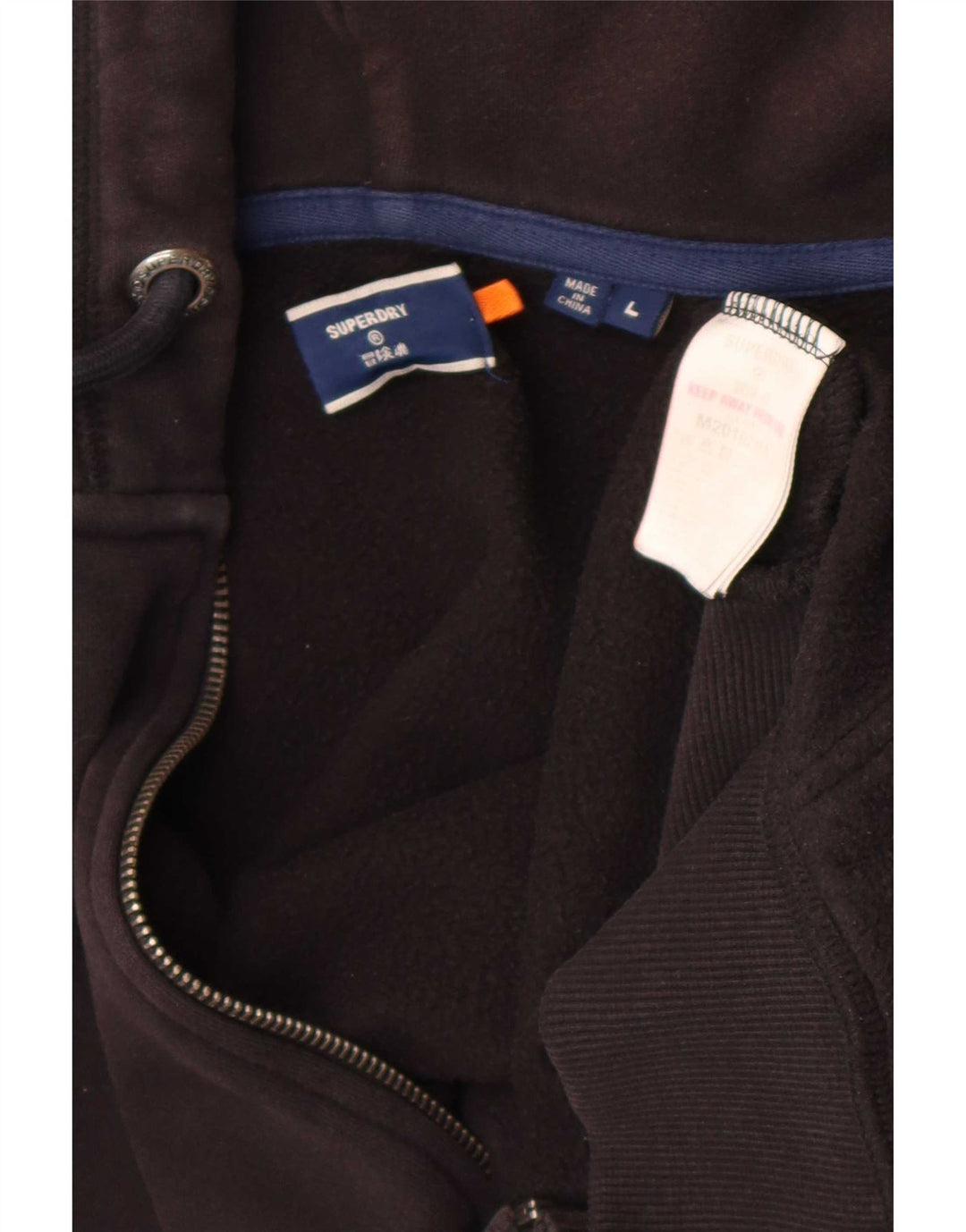 Superdry Sudadera con capucha y cremallera para hombre, talla grande, algodón negro