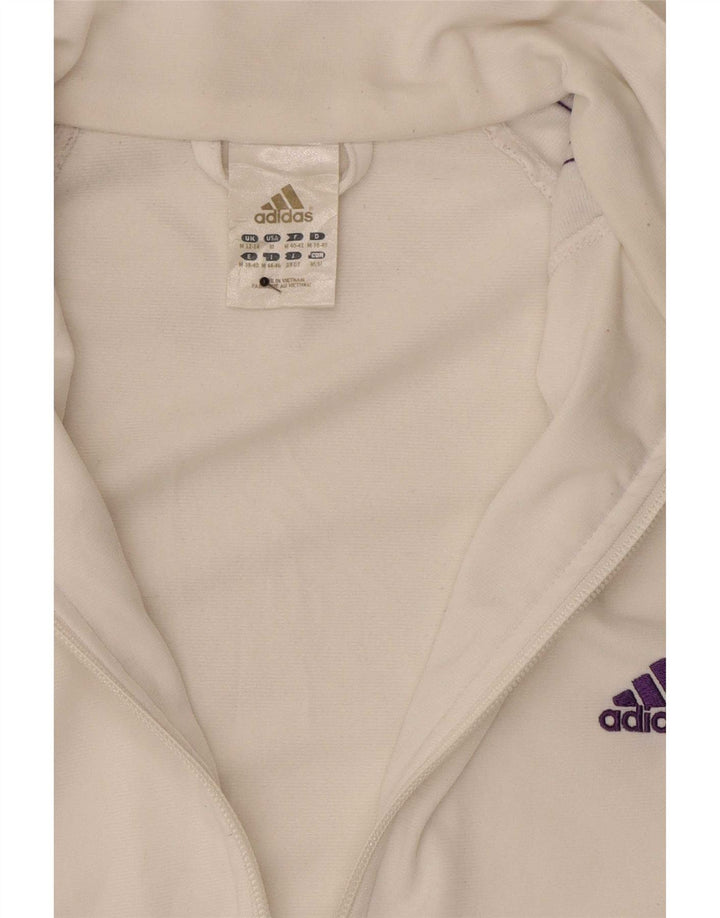 Adidas Mujer Chándal Top Chaqueta UK 12/14 Medio Blanco Poliéster