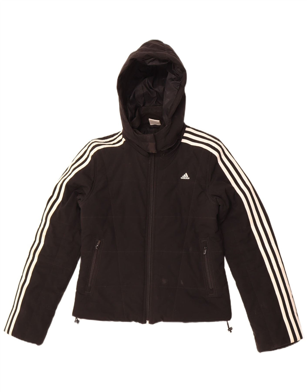 Adidas Chaqueta acolchada con capucha para mujer UK 8 Small Poliéster negro