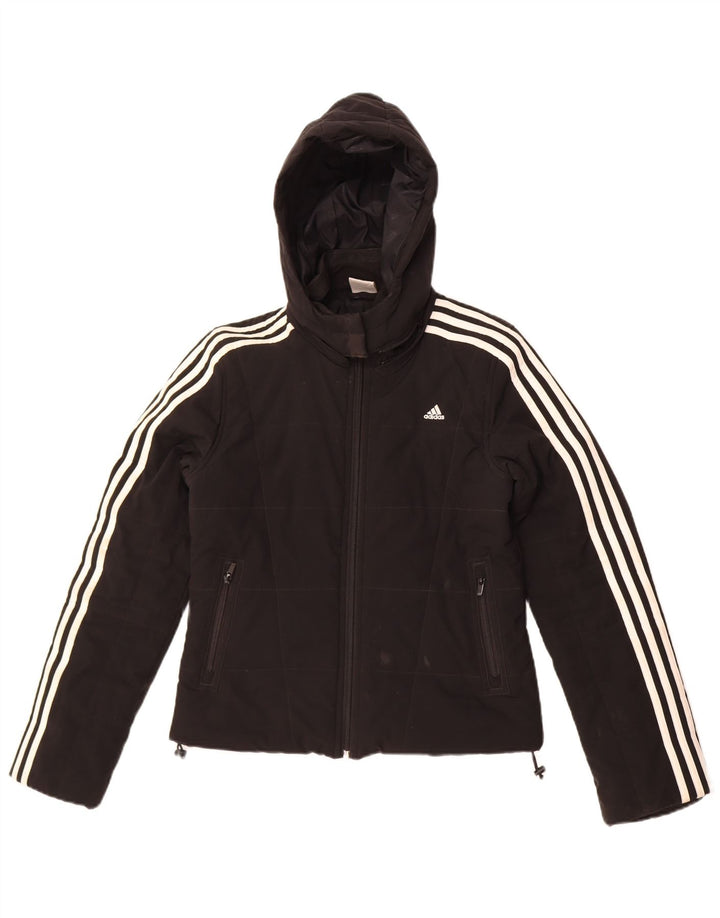 Adidas Chaqueta acolchada con capucha para mujer UK 8 Small Poliéster negro