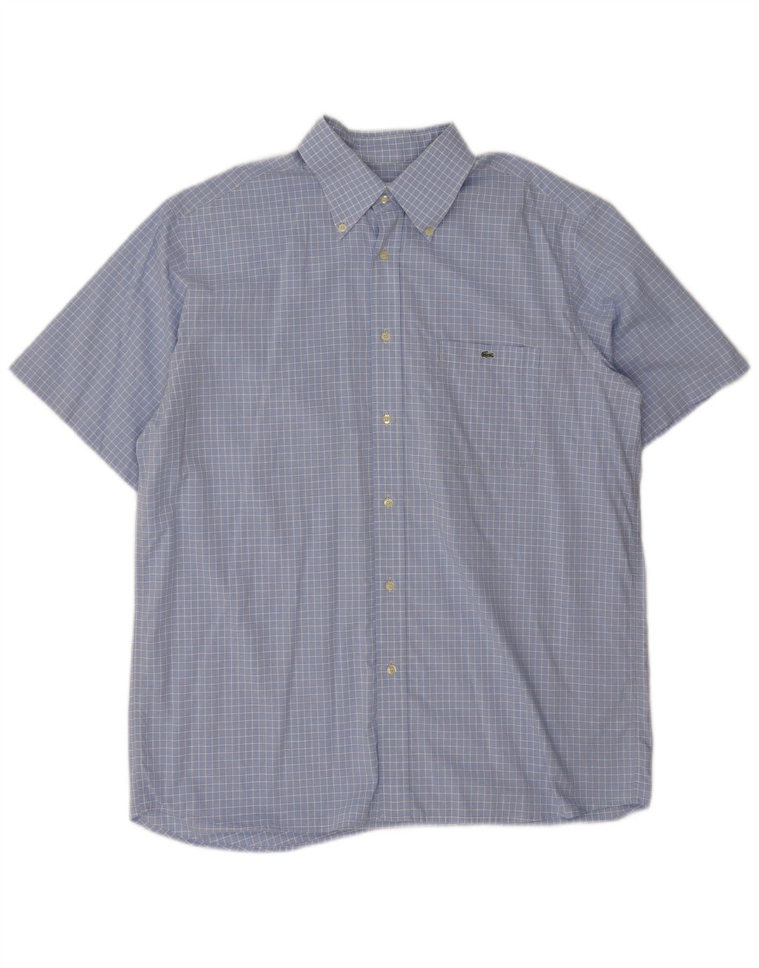 Camisa Lacoste Hombre Manga Corta Talla 43 XL Cuadros Azul