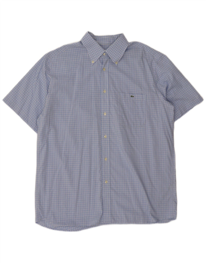 Camisa Lacoste Hombre Manga Corta Talla 43 XL Cuadros Azul