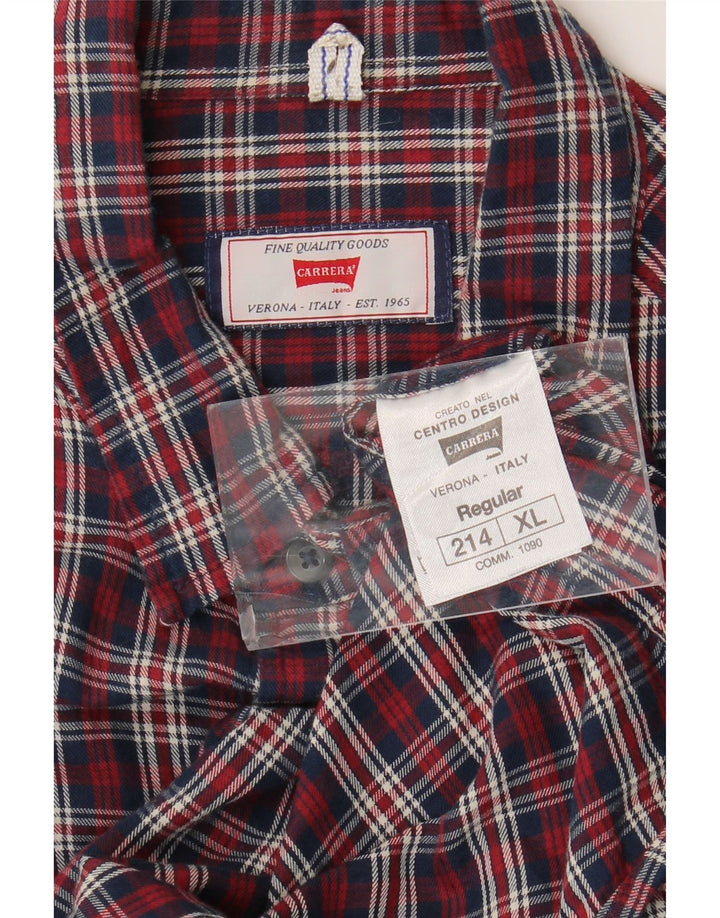 CARRERA Camisa de franela de corte regular para hombre XL Algodón a cuadros rojos