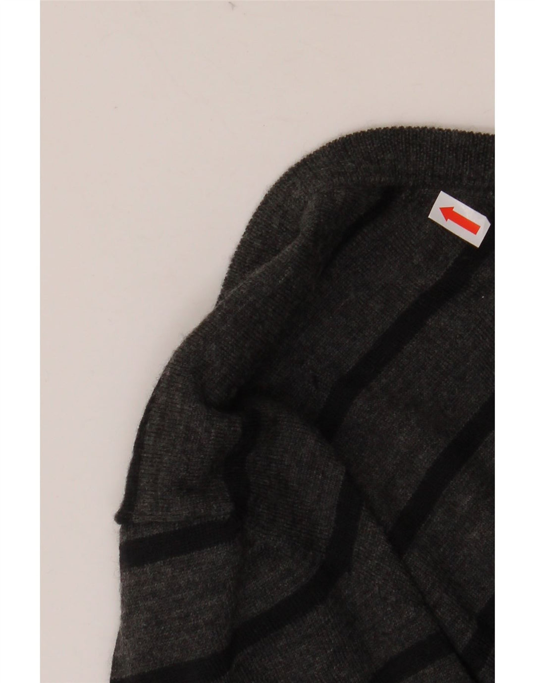 GEOX Suéter tipo jersey con cuello en V para mujer UK 40 Grande Lana merino a rayas grises