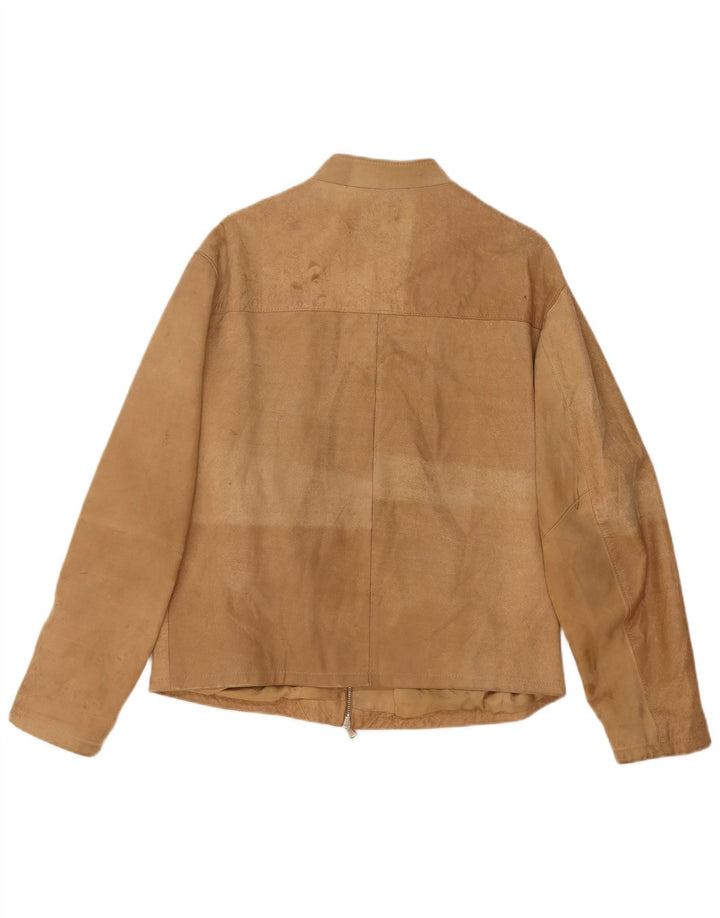 Vintage hombres ante chaqueta Reino Unido 40 cuero beige grande