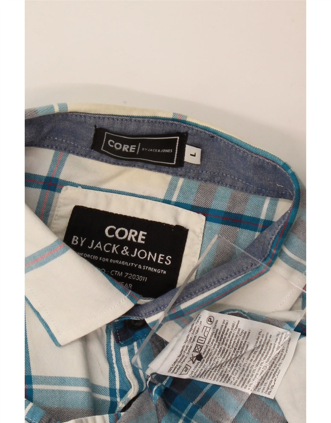 Camisa Jack & Jones Hombre Large Blue Check Algodón