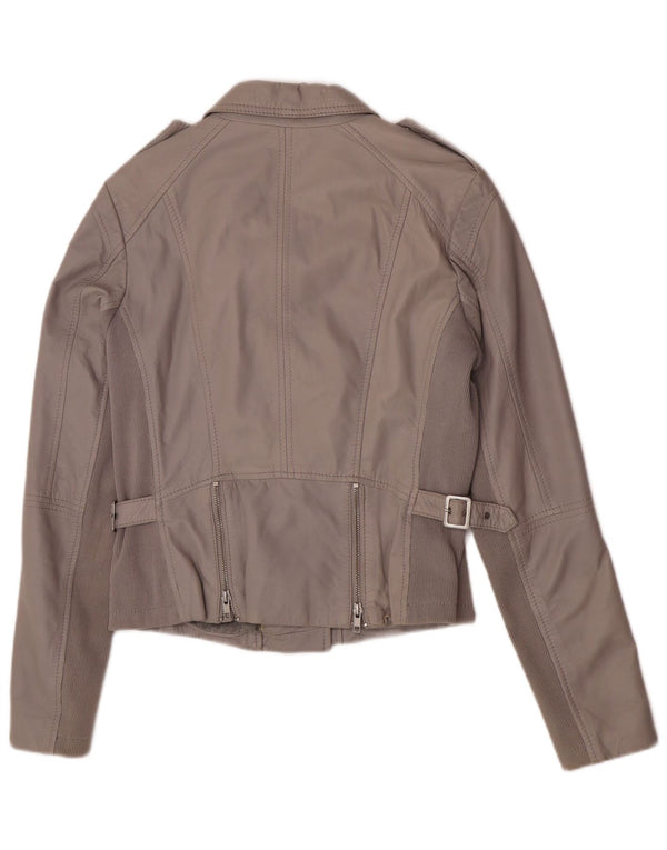 S.Oliver Chaqueta motera de cuero para mujer UK 8 Small Grey