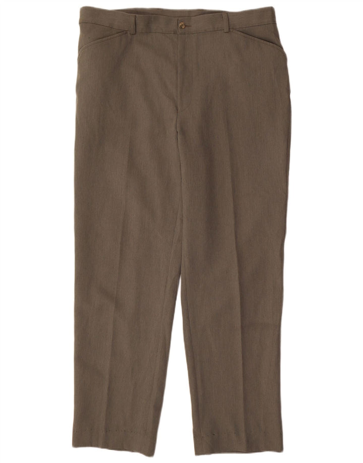 Farah Hombre Pantalones Casuales Rectos W38 L31 Poliéster Caqui