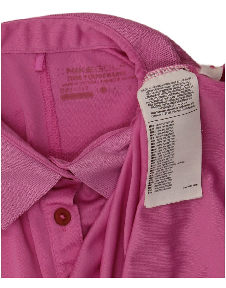NIKE Polo Dri Fit para Mujer UK 12 Poliéster Rosa Mediano
