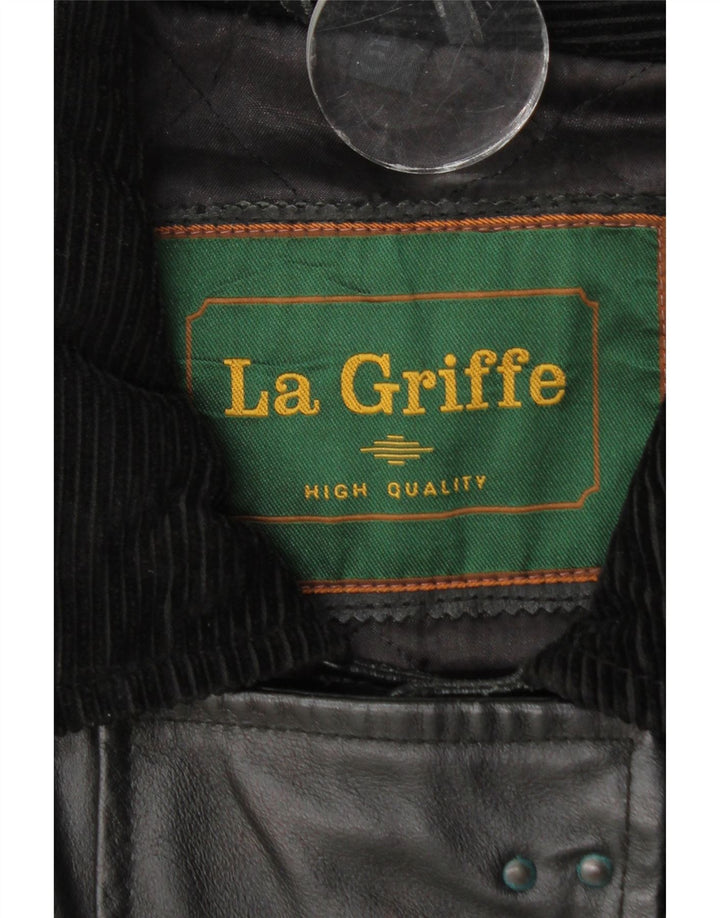 La Griffe Abrigo de cuero para mujer IT 54 3XL Cuero negro