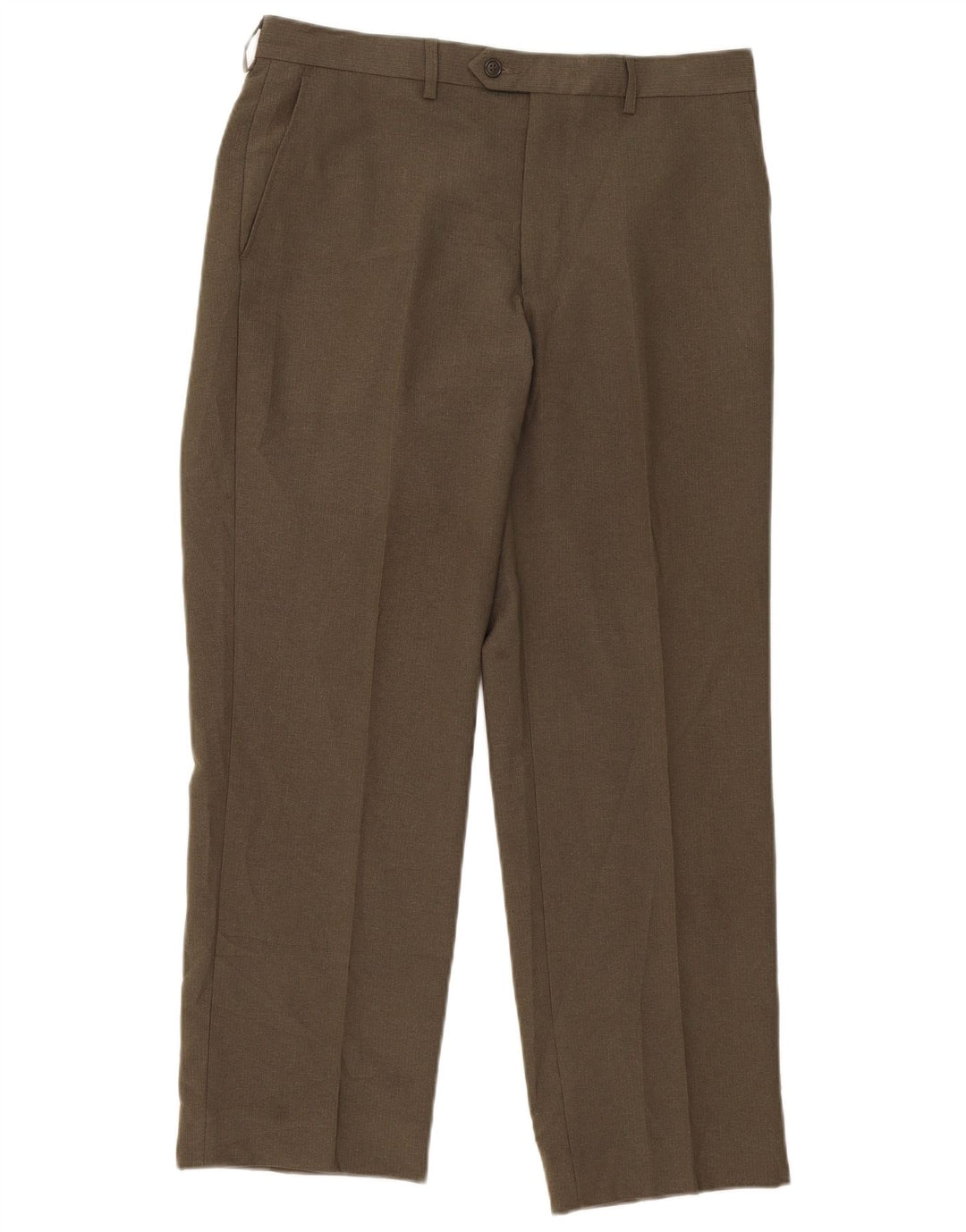 Marks & Spencer Pantalón de traje recto para hombre W34 L31 Poliéster caqui
