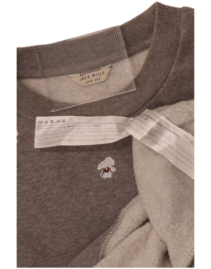 JACK WILLS Sudadera extragrande para mujer UK 8 Small Grey Floral