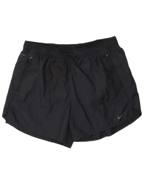 Nike Pantalones cortos deportivos Dri Fit para mujer UK 44 Mediano Negro Colorblock Nylon