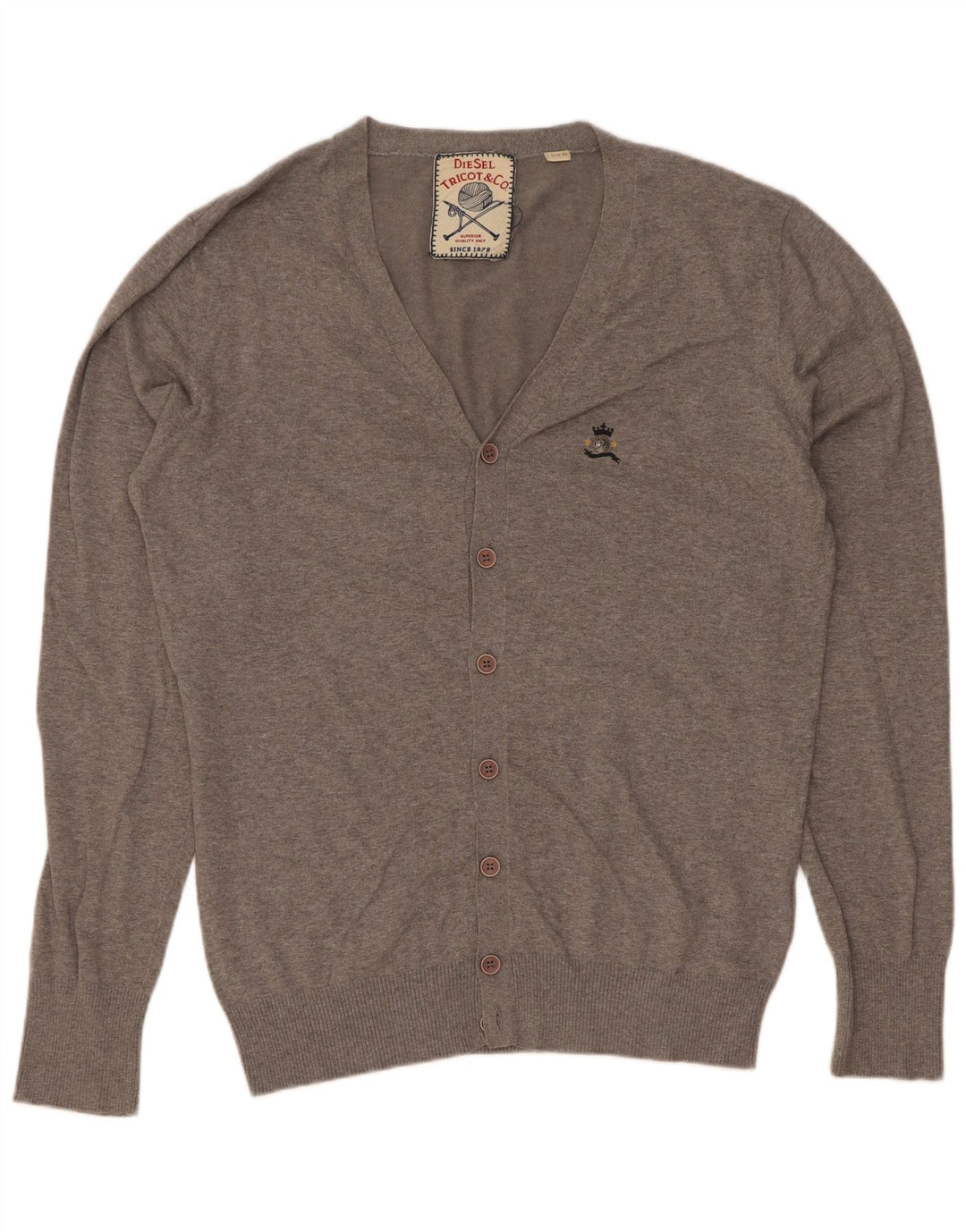Diesel Hombre Cárdigan Suéter XL Algodón Gris