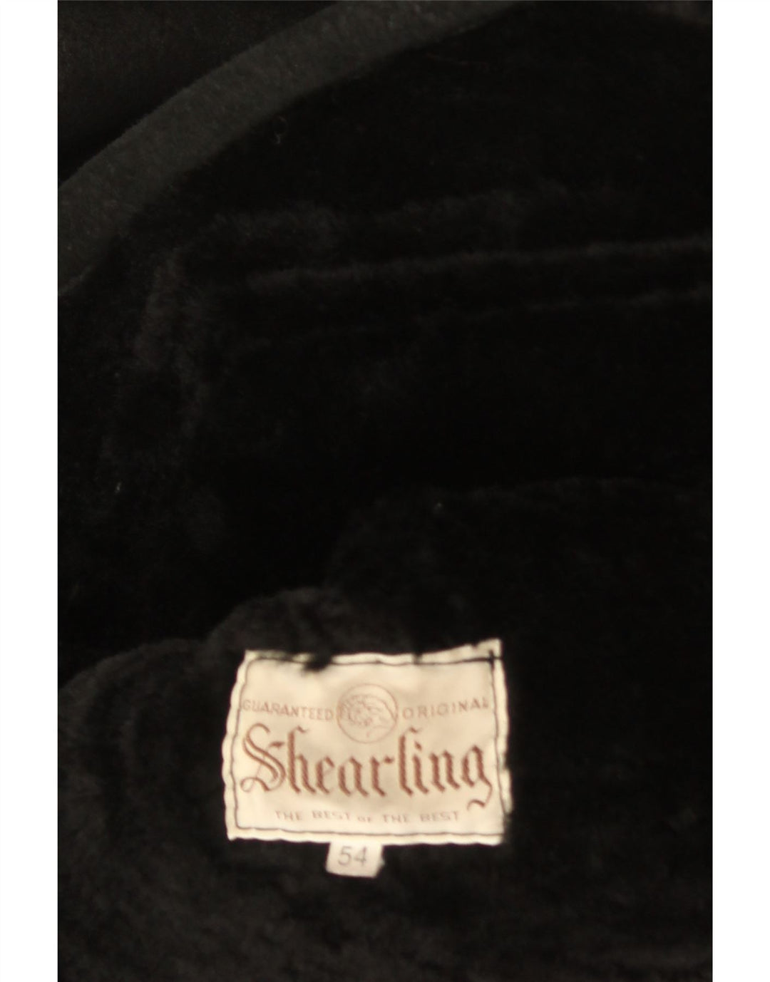 Vintage hombres shearling chaqueta IT 54 2XL negro shearling