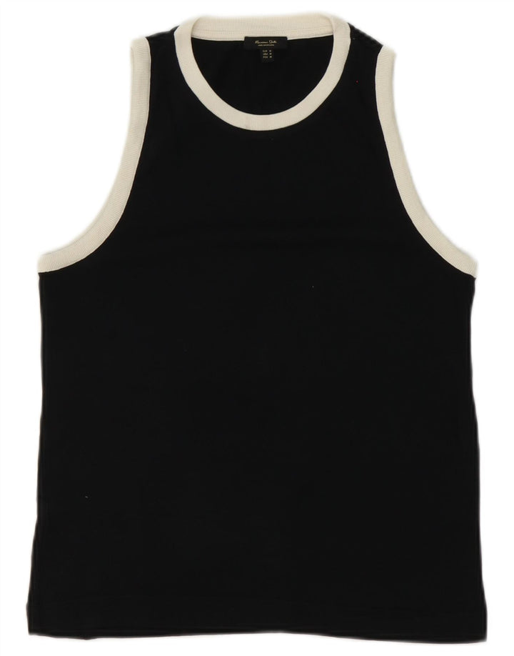 Massimo Dutti Camiseta Sin Mangas Mujer UK 12 Medium Negro Algodón