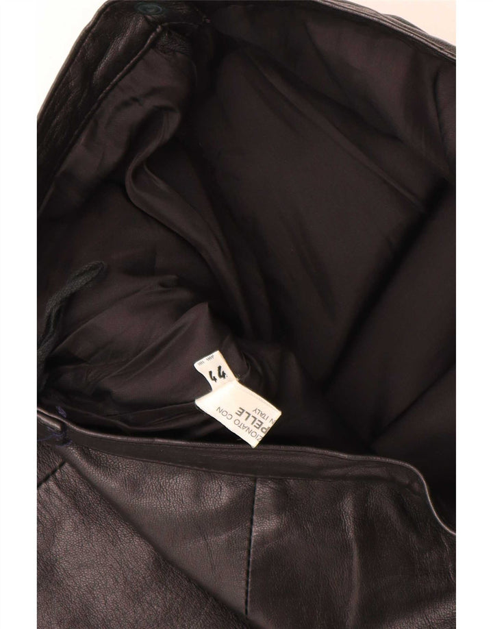 Falda de cuero vintage para mujer IT 44 Mediana W28 Negro