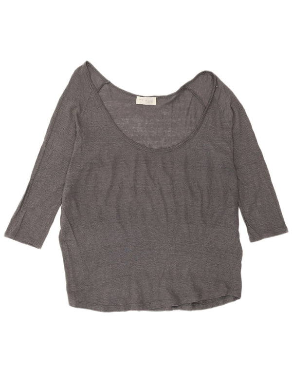 Zara Mujer Top Manga 3/4 UK 46 Grande Gris
