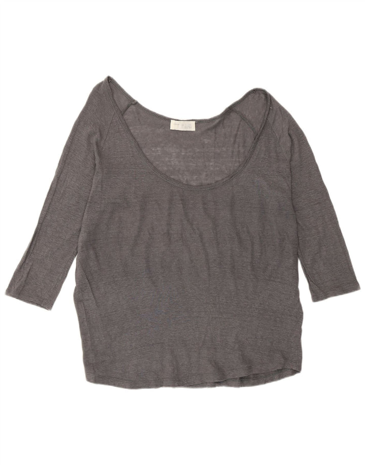 Zara Mujer Top Manga 3/4 UK 46 Grande Gris