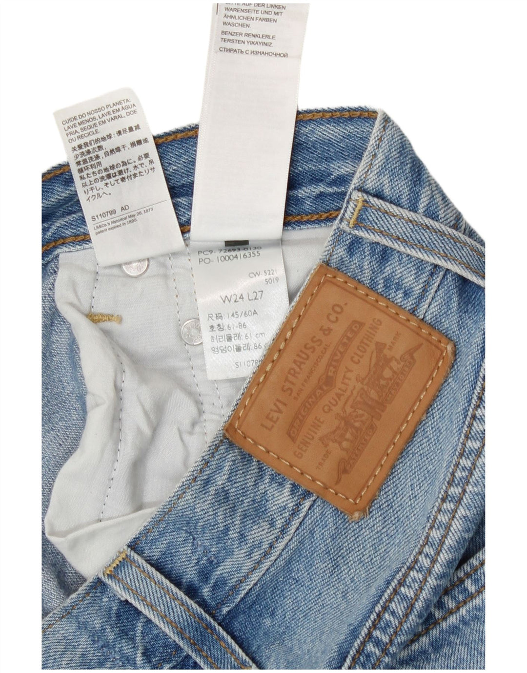 Vaqueros Levi's Mujer Ribcage Rectos W24 L27 Algodón Azul