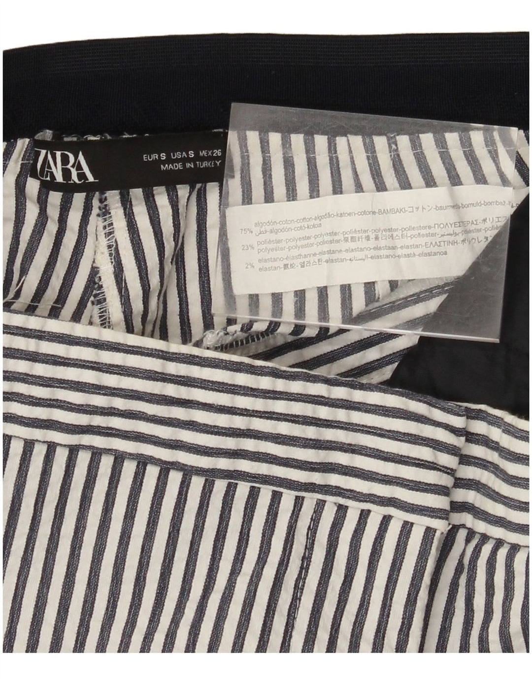 ZARA Mujer Pantalón Chino Slim Small W26 L27 Algodón Rayas Blanco