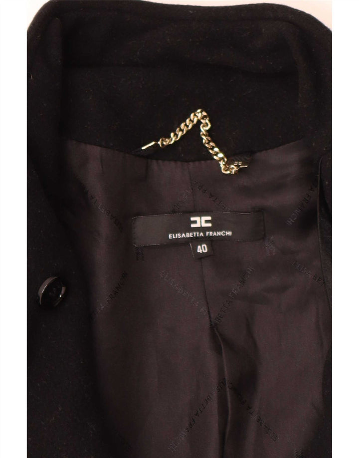 Elisabetta Franchi Abrigo extragrande para mujer IT 40 Pequeño Negro