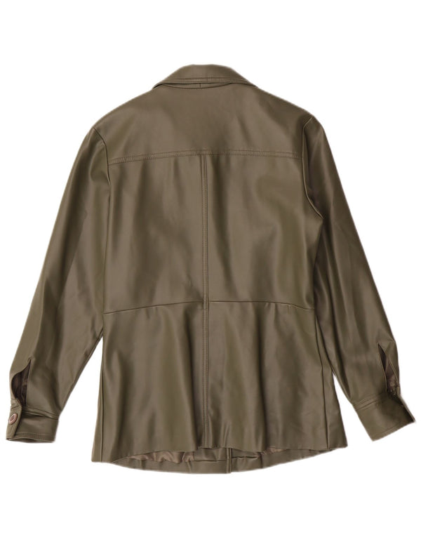 FISHBONE Chaqueta de piel sintética para mujer UK 10 Small Green Poliuretano
