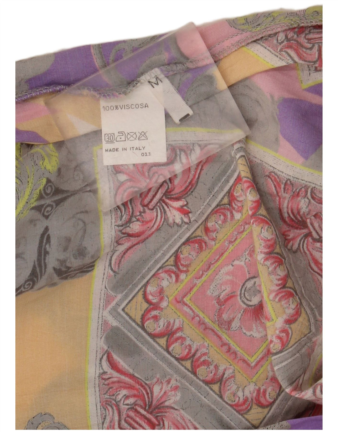 Vintage mujer camisa blusa Reino Unido 14 medio multicolor Paisley Viscosa