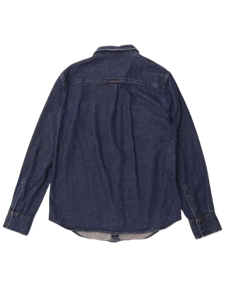 SUPERDRY Camisa vaquera para hombre de algodón azul marino grande