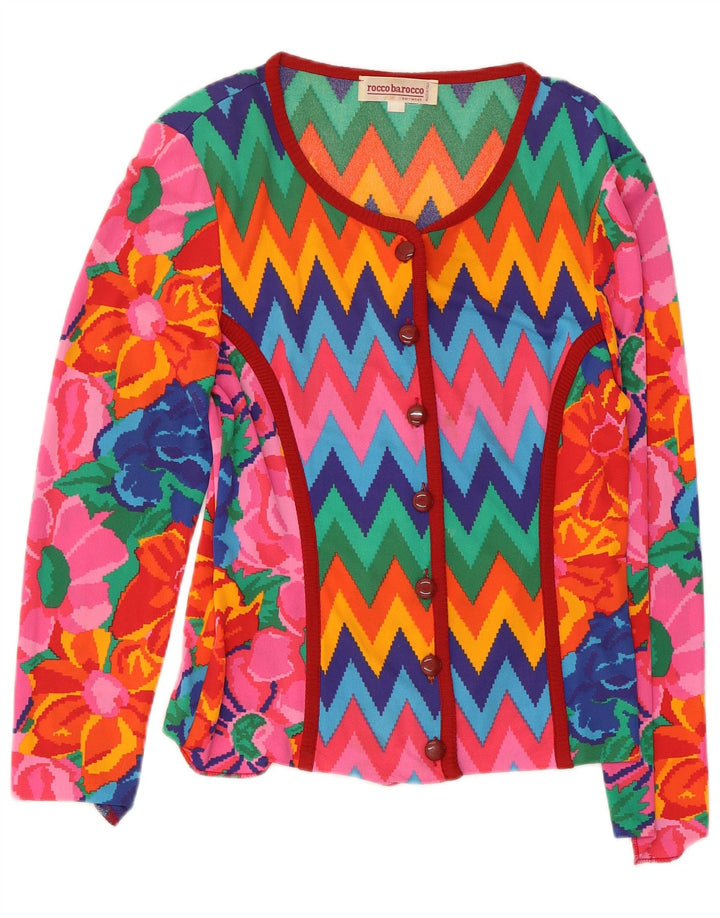 ROCCOBAROCCO Suéter tipo cárdigan para mujer IT 44 Chevron multicolor mediano
