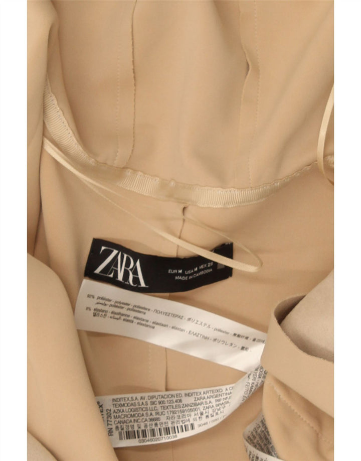 Zara Mujer Abrigo Con Capucha UK 44 Poliéster Beige Medio