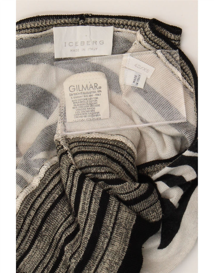 ICEBERG Suéter tipo cárdigan para mujer UK 6 XS Algodón floral blanco roto