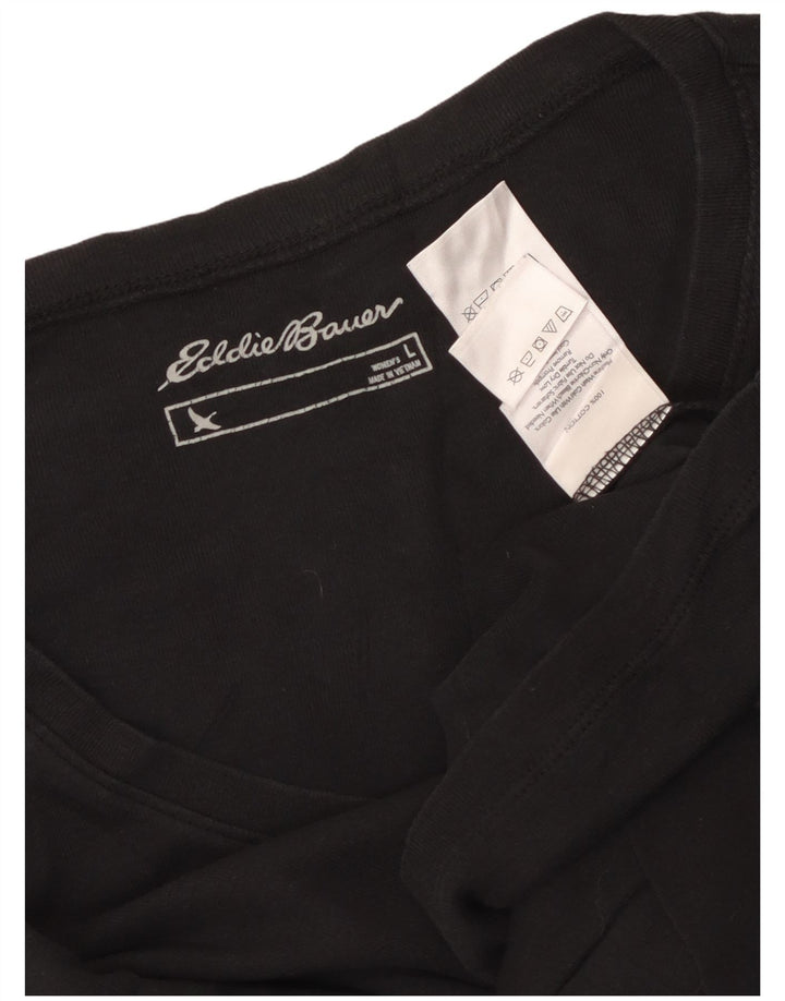 EDDIE BAUER Top de mujer de manga larga UK 16 Grande Algodón negro