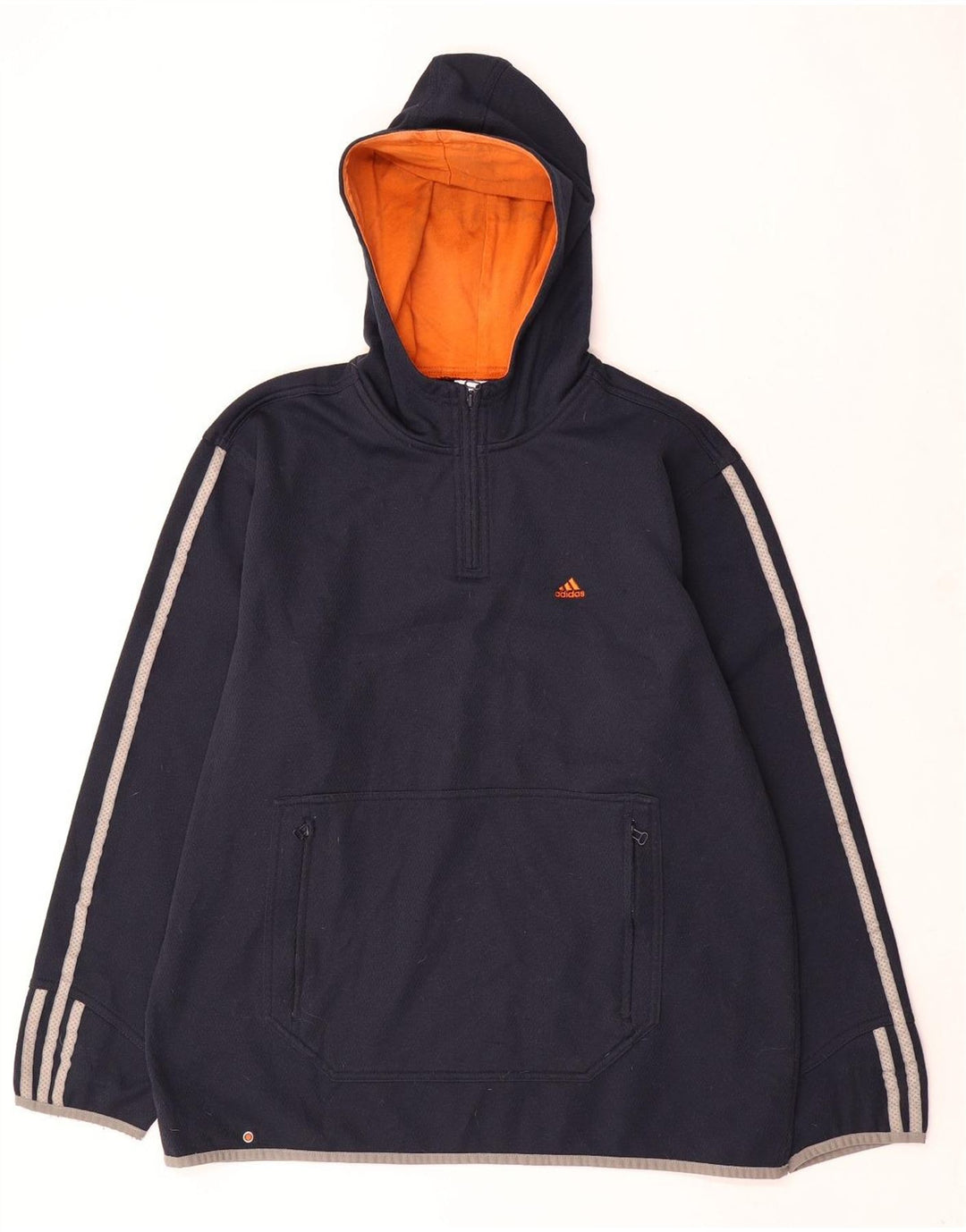 Adidas Hombre Zip Neck Sudadera Con Capucha Jersey Medio Azul Marino Poliéster