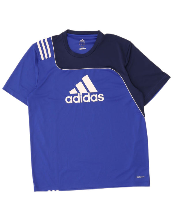 Adidas Mens Climalite Graphic Camiseta Top Reino Unido 44/46 Grande Azul Colorblock