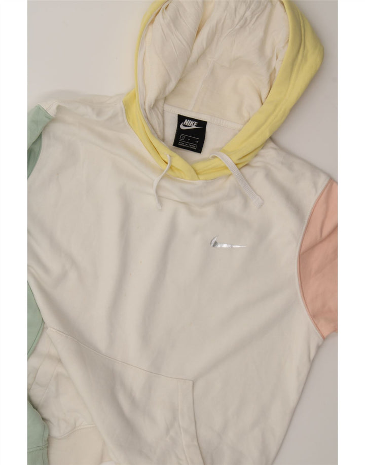 NIKE Womens Oversized Hoodie Jumper UK 10 Small Multicoloured Colourblock Vintage Nike and Second-Hand Nike from Messina Hembry 