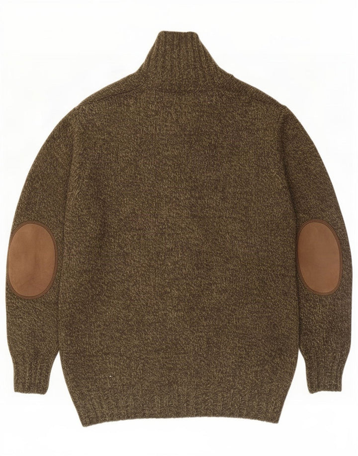 Cárdigan Massimo Dutti Hombre Caqui Medio Lana Colorblock