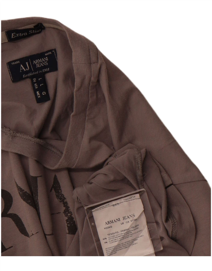 Armani Jeans Hombre Extra Slim Graphic Camiseta Top Grande Gris Algodón