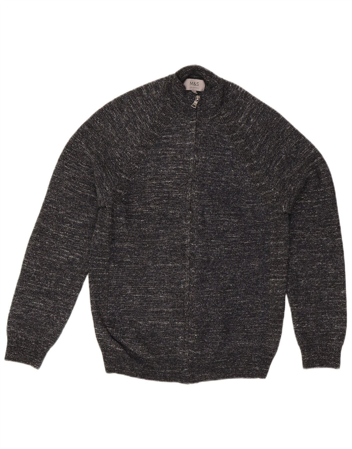 Marks & Spencer Suéter tipo cárdigan para hombre Pequeño Poliéster moteado negro
