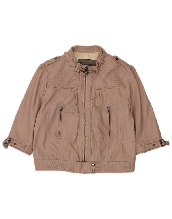 Zara Mujer Chaqueta Militar De Piel Sintética Manga 3/4 UK 40 XL Rosa