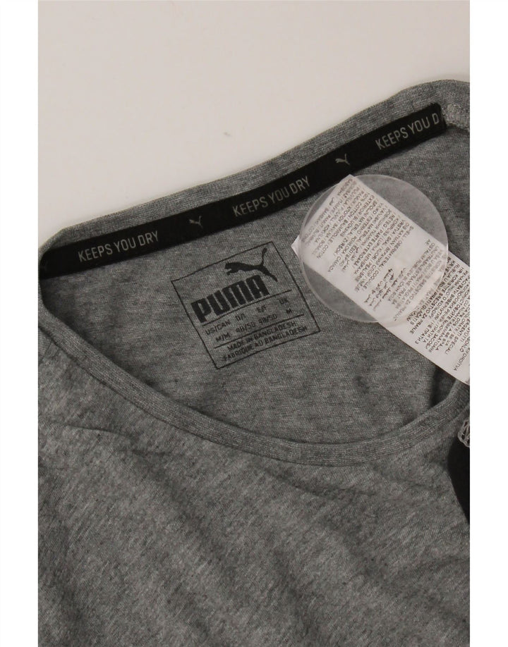 Puma Camiseta gráfica para hombre Top de algodón color block en gris medio