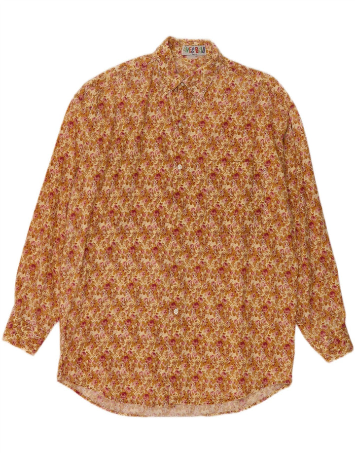 Camisa vintage para hombre verde medio floral