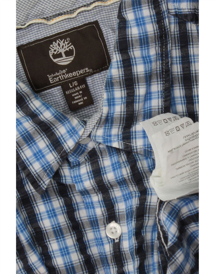 TIMBERLAND Camisa Regular Fit De Manga Corta Para Hombre Algodón A Cuadros Azul Grande
