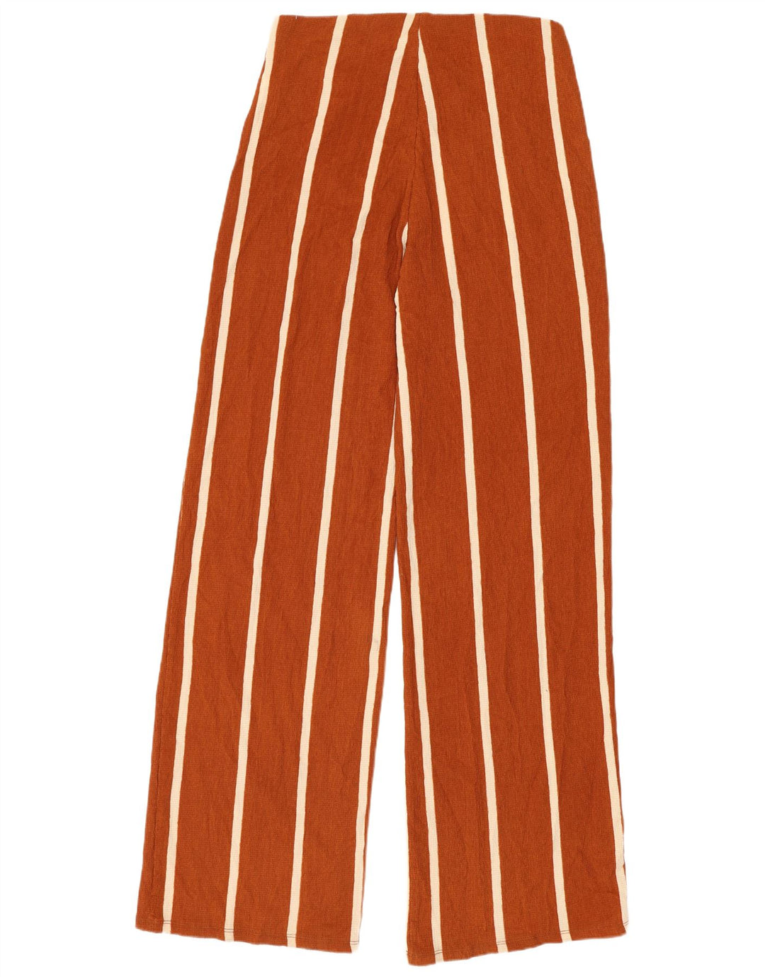 Zara Mujer Pantalón Ancho Mediano W28 L31 Poliéster Rayas Marrón