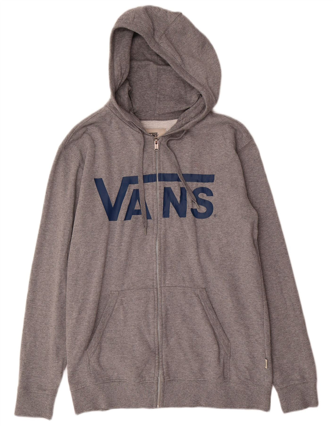 VANS Suéter con capucha y cremallera gráfica para hombre Algodón gris medio