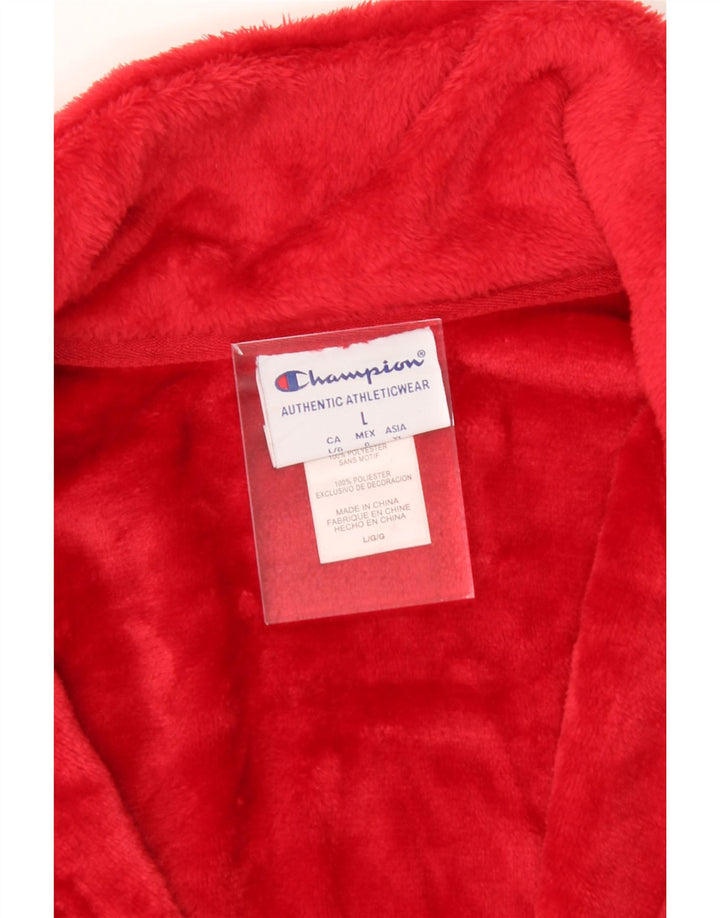 CHAMPION Womens Oversized Fleece Jacket UK 16 Large Red Polyester Vintage Champion and Second-Hand Champion from Messina Hembry 