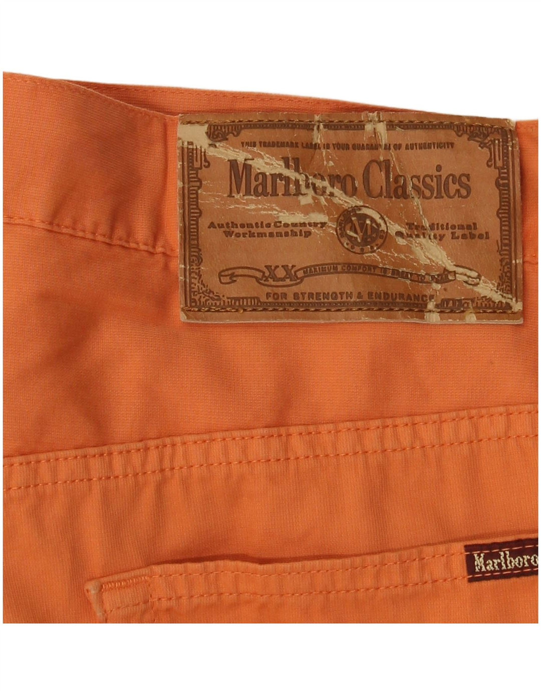 MARLBORO CLASSICS Pantalones casuales rectos para mujer W34 L34 Algodón naranja