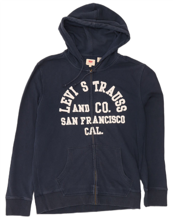 LEVI'S Suéter con capucha y cremallera gráfica para hombre Algodón azul marino mediano