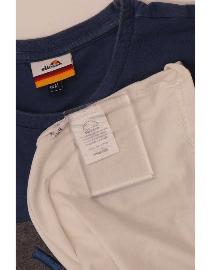 Ellesse Camiseta gráfica para hombre Top mediano de algodón con bloques de color multicolor