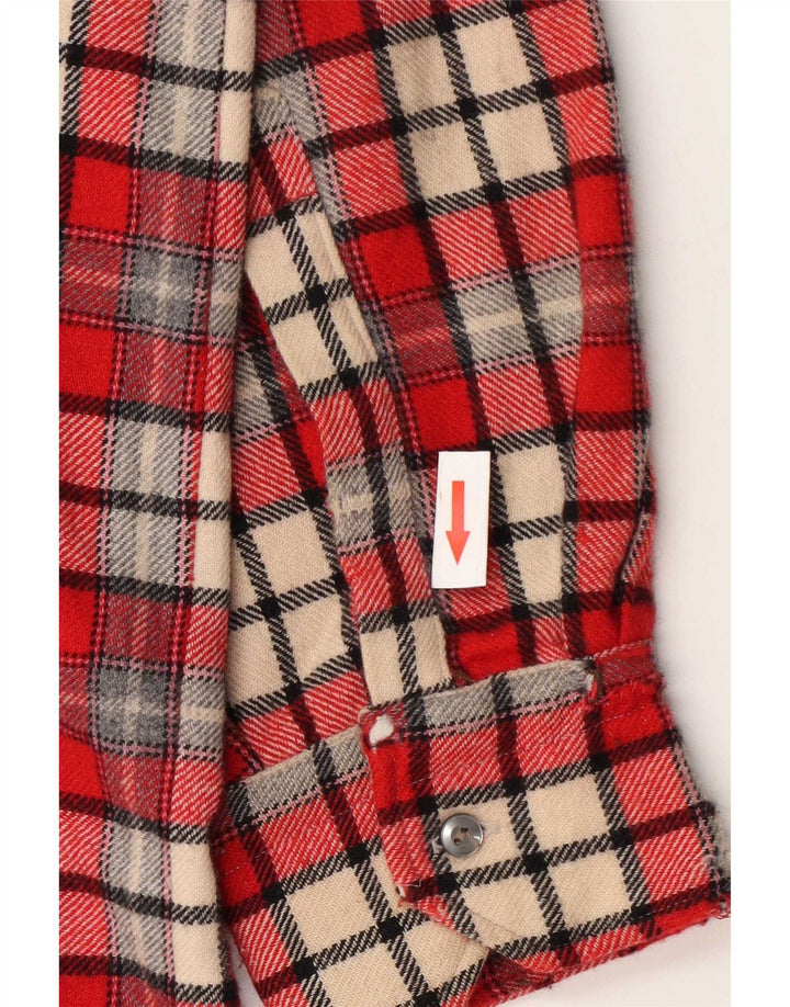 Camisa de franela vintage para hombre XL Lana a cuadros rojos